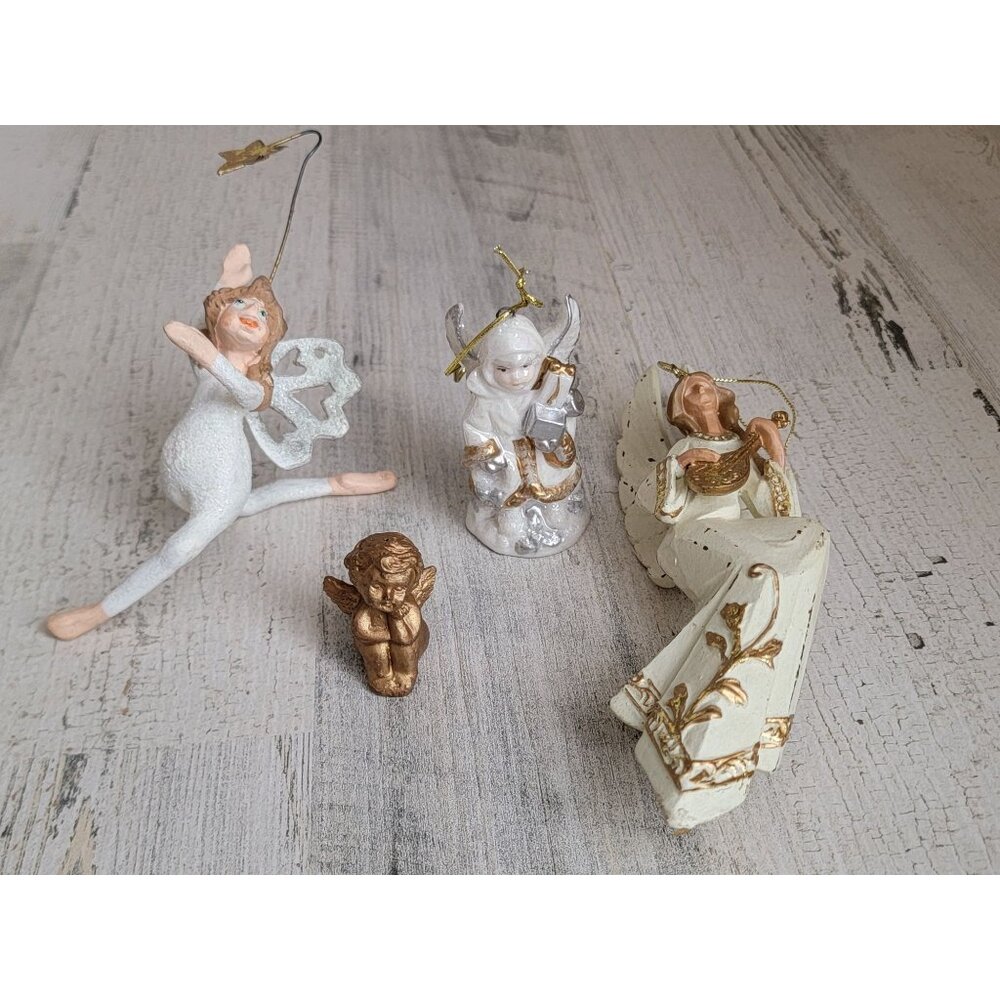 Vintage Angel dancing variety‎ cherub religious set ornament Xmas